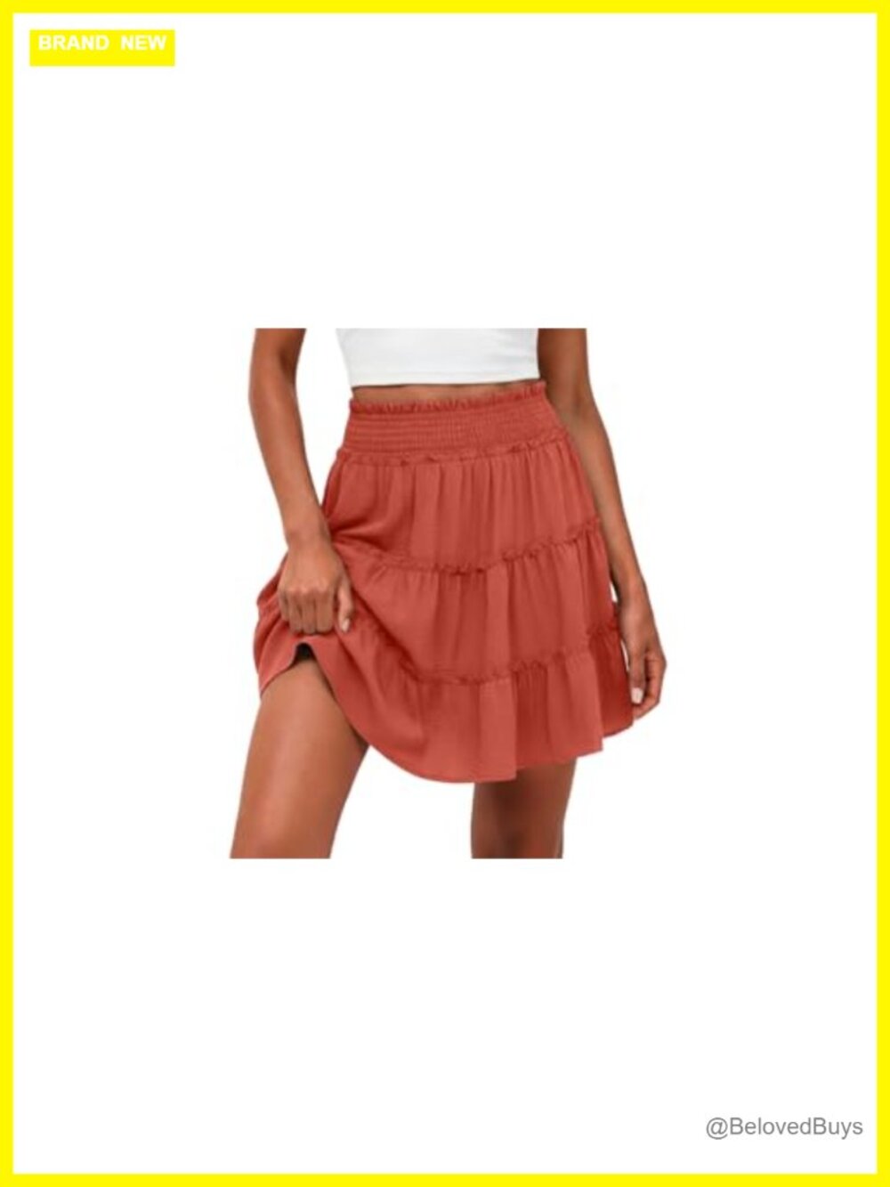 High Waisted Tiered Smocked Ruffle Mini Skort with Pockets